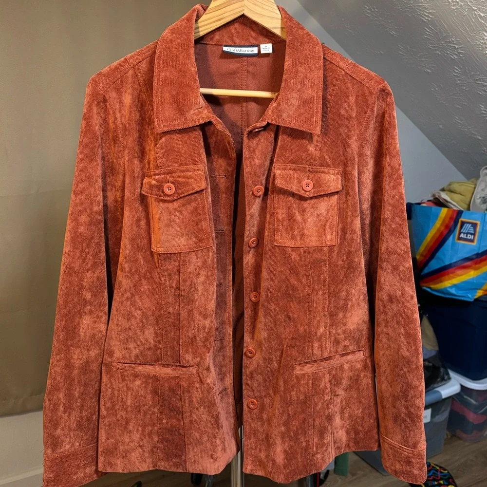 NWOT rusty orange corduroy shacket, Croft & Barrow size XL